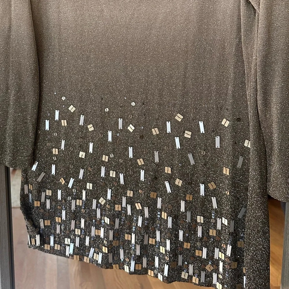 JONES New York Beaded Gold/Grey‎ Shimmery Sweater Tunic Size Large - Picture 6 of 8